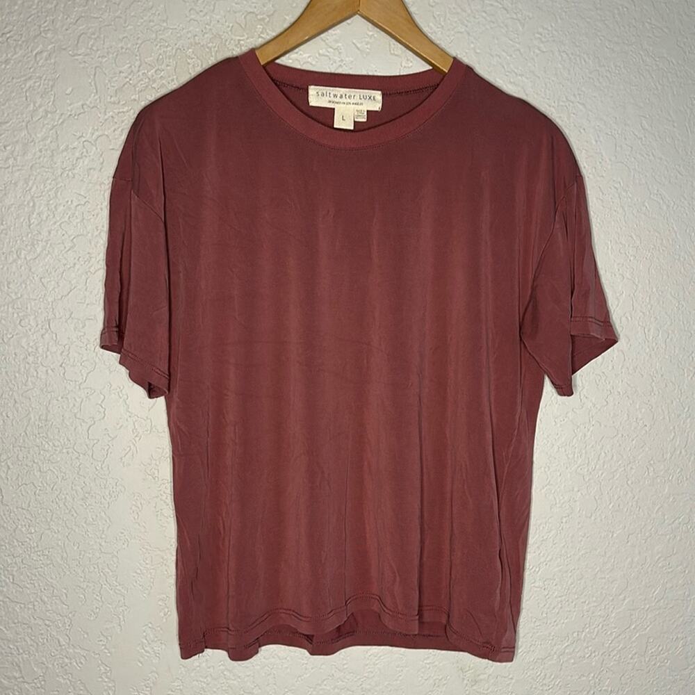 Saltwater Luxe Mauve Short Sleeve Top T-Shirt Soft Modal Elevated Basic Large